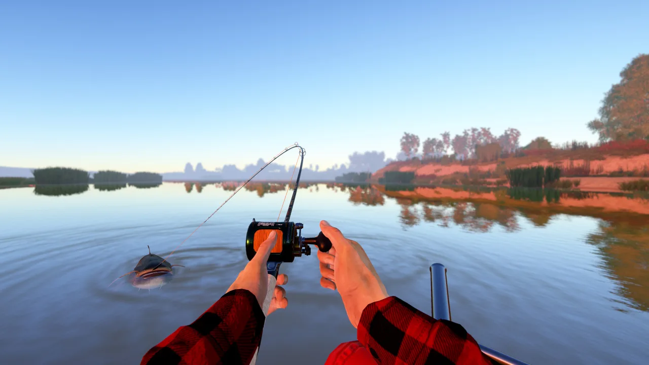 Вываживание рыбы с лодки в Russian Fishing 4