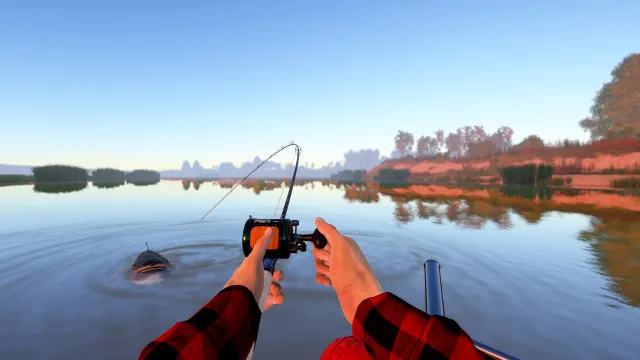 Вываживание рыбы с лодки в Russian Fishing 4